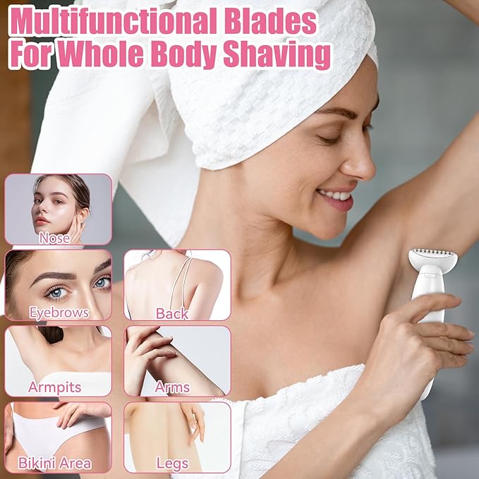 5 in 1 Bikini Trimmer for Women, Electric Razors for Women Pubic Hair Trimmer Waterproof Facial Hair Removal Cordless Electric Bikini Shaver with USB Charge Dock-Velvo Beauty