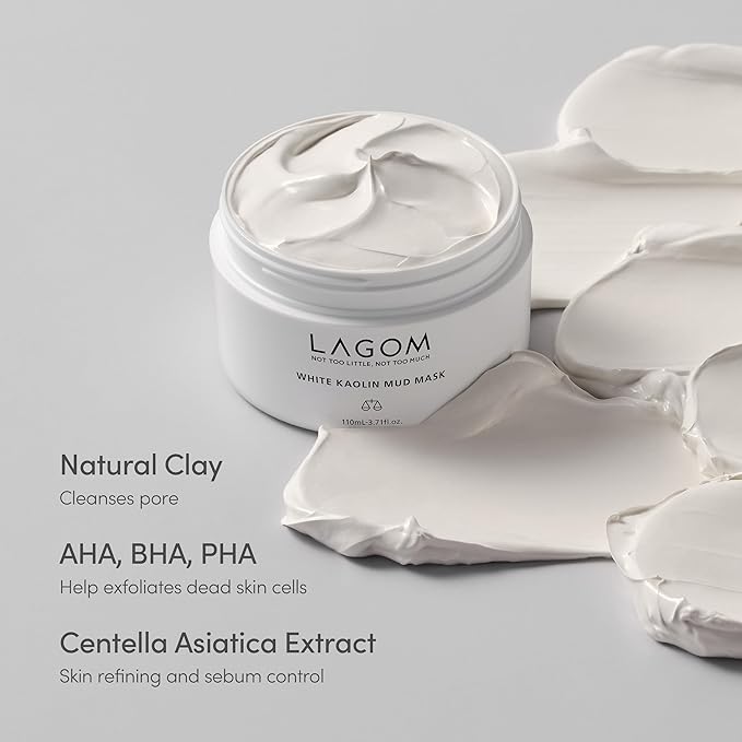 LAGOM White Kaolin Mud Mask for Blackhead Care, Purifying Pore, Dermatologically Tested, for Makeup Boosting 3.3 Fl Oz-Velvo Beauty