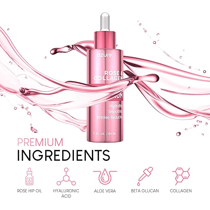 AZURE Rose & Collagen Revitalizing Eye Serum - Hydrating & Smoothing | Reduces Wrinkles, Fine Lines & Under Eye Bags | Minimize Signs of Aging | Made in Korea - 60mL-Velvo Beauty