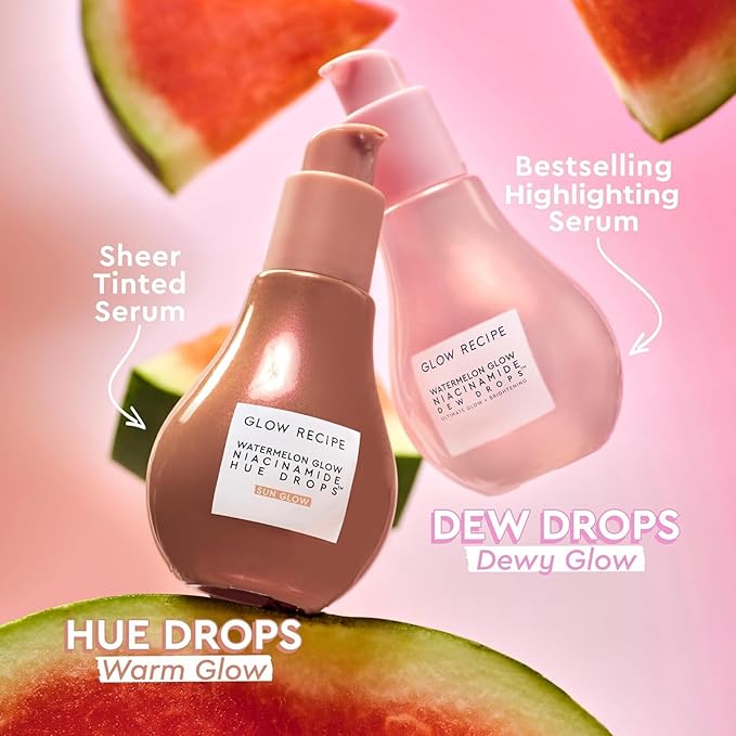 Glow Recipe Watermelon Niacinamide Dew Drops, Travel Size - Brightening, Plumping Hydrating Face Serum, Makeup Primer + Liquid Highlighter with Hyaluronic Acid - Dewy & Glowing Korean Skin Care (15ml)-Velvo Beauty