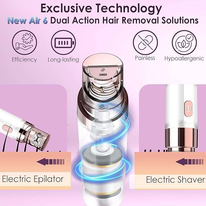 Hair Removal Epilator for Women, Gurelax Facial Epilator Hair Remover, Plucker for Face, Lip, 2-in-1 Epilation System, All Ages and Skin Types,with Brush, Pouch-Velvo Beauty