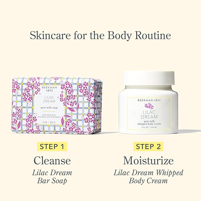 Beekman 1802 Lilac Dream Whipped Body Cream - 8 oz - Moisturizes, Soothes & Softens - With Coconut Oil and Mango Seed Butter - No Irritation - Good for Sensitive Skin-Velvo Beauty