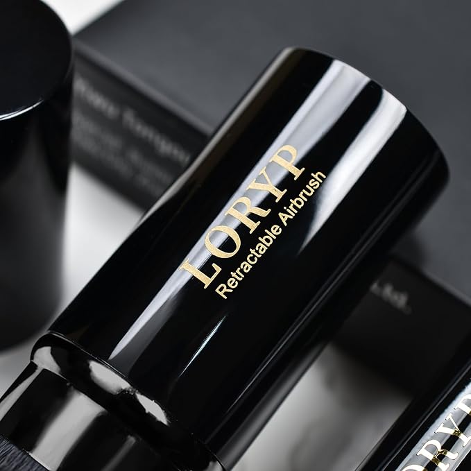 LORYP Retractable Makeup Brush Black Kabuki Foundation Brush for liquid Cream and Powder Makeup 2 Pack Travel Makeup Brush Set-Velvo Beauty