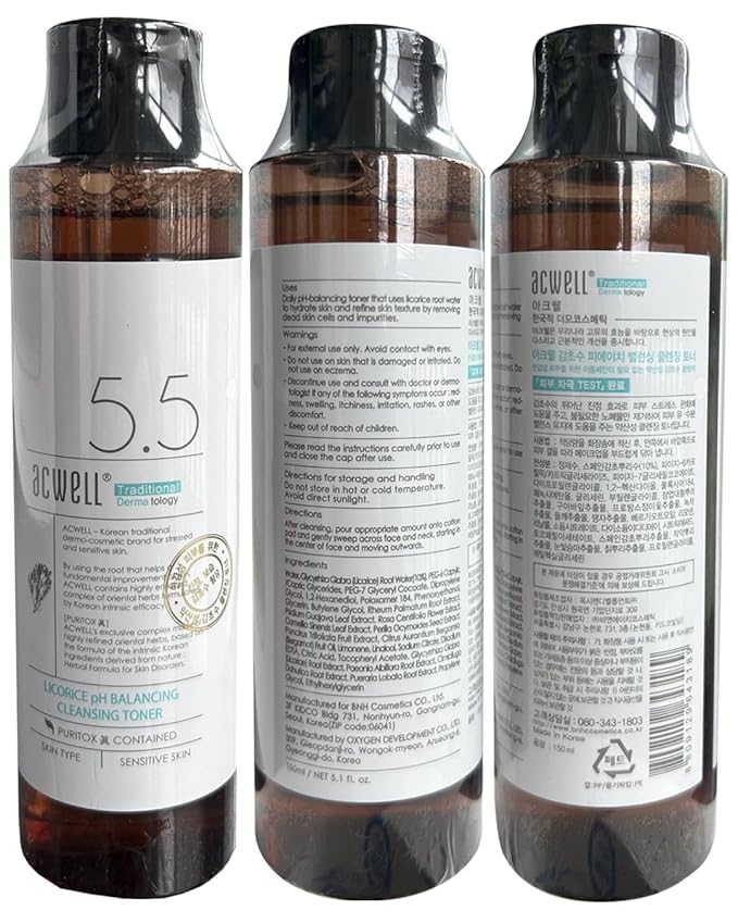 ACWELL Licorice pH Balancing Korean Toner for Cleansing - Alcohol-Free PH5.5 Hydrating Facial Astringent -Skin Clarifying & Hydration Boosting Toner, 5.1 fl.oz. 2 Pack-Velvo Beauty