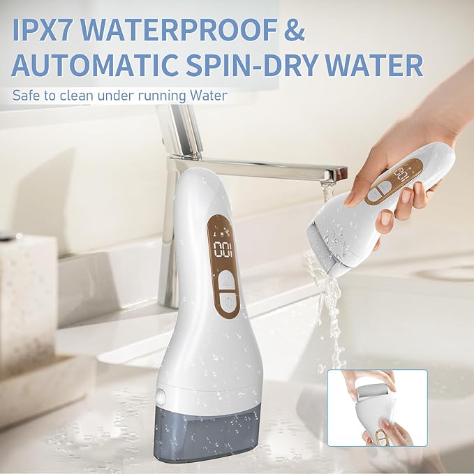 Electric Callus Remover for Feet - with Larger Grinding Head, Portable Pedicure Kit Foot File Callus Remover, Rechargeable Waterproof Foot File for Foot Care Deadskin Remover LCD Display-White-Velvo Beauty