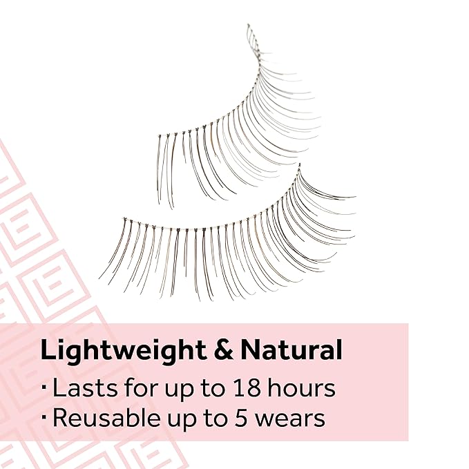 Eylure Naturals No. 020 Reusable Eyelashes, Adhesive Included, Black, 4 Pairs-Velvo Beauty
