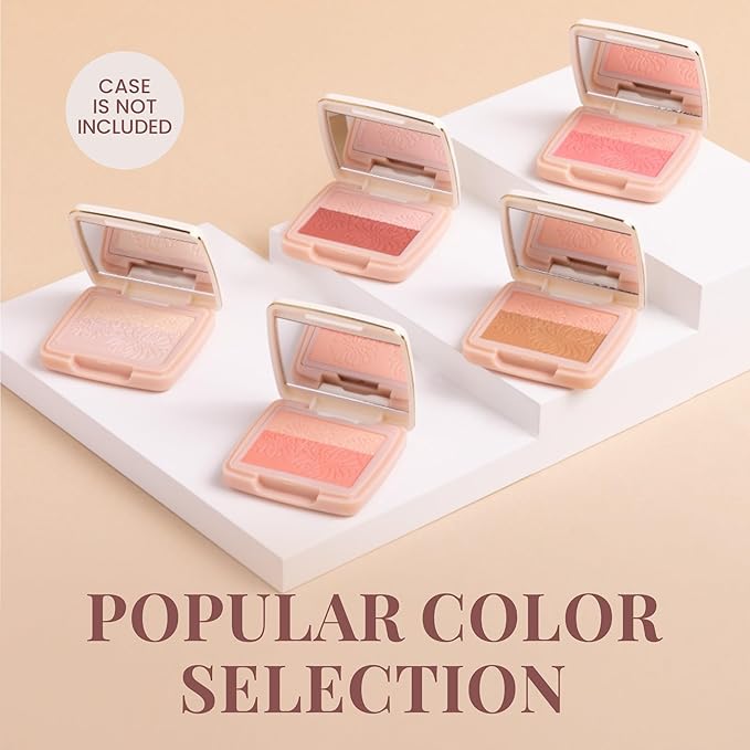 Paul & Joe Pressed Blush Palette Refill Only, Case Sold Separately, Oil-Absorbing Blush Powder, Bi-Color Face Blushes with Fitting Veil Powder, Light Beige and Orange, 08 Chat Capricieux, 0.17 oz-Velvo Beauty
