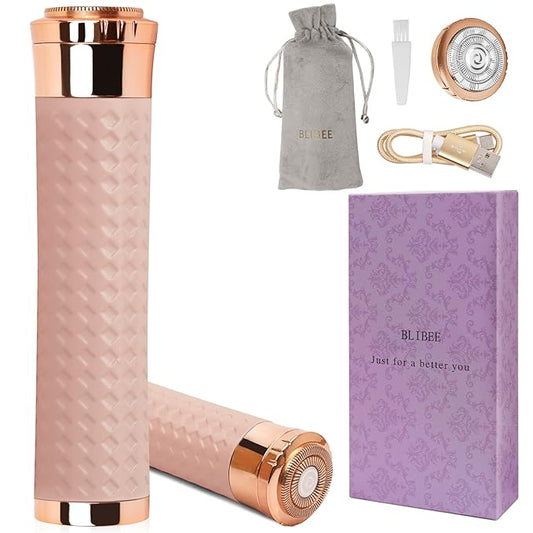 Facial Hair Removal for Women, Rechargeable Hair Removal Device, Painless Face Electric Razor/Shaver for Lip, Arms, Face, Peach Fuzz(Blush)-Velvo Beauty