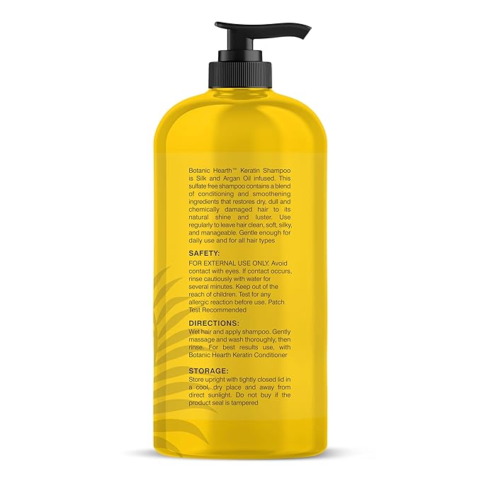 Botanic Hearth Keratin Shampoo | With Argan Oil, Collagen & Biotin | Best For Dry Damaged, Fizzy & Color Treated Hair | Hair Thickening & Sulfate Free | 16 Fl Oz (Pack Of 1)-Velvo Beauty