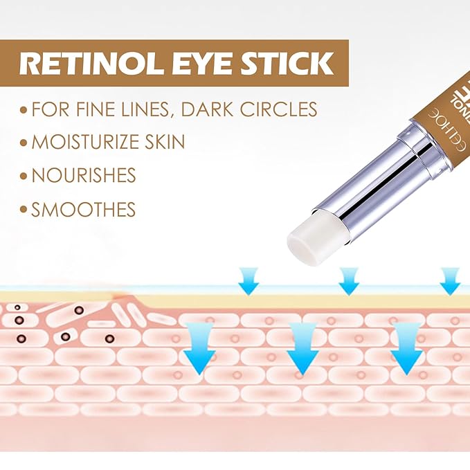 Retinol Eye Stick with Collagen & Hyaluronic Acid Eye Cream for Dark Circle and Puffiness, Brightening Eye Balm Reduces Fine Lines and Bags in 4 Weeks-Velvo Beauty