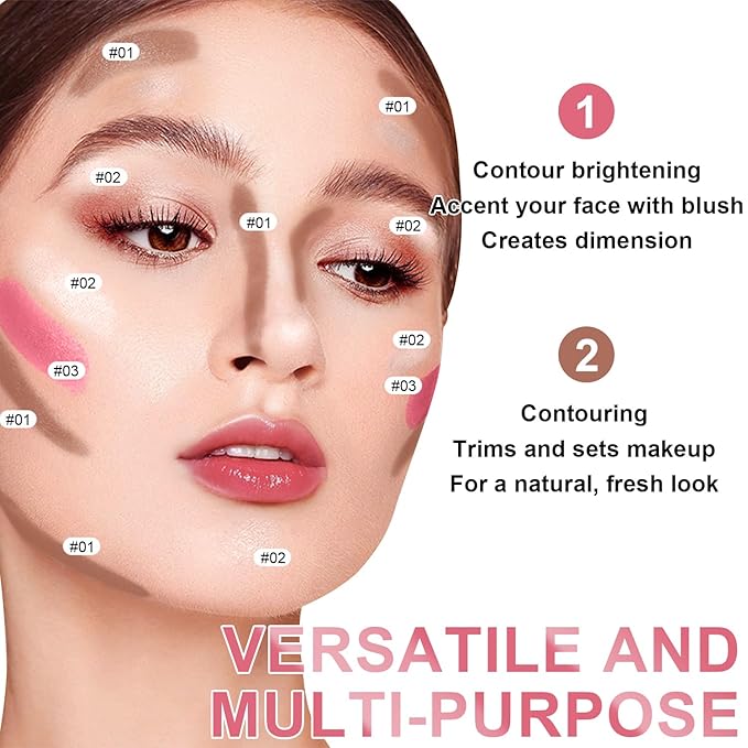 6 Colors Cream Contour Stick Makeup Kit, Shades with Highlighter, Blush and Double-End Bronzer Contour Stick for Sculpt the Cheeks, Long Lasting, Waterproof, Matte & Dewy Finish(SET A)-Velvo Beauty