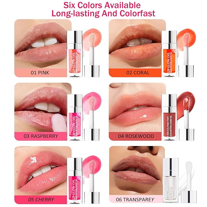 Plumping Lip Oil, Moisturizing Lip Glow Oil, Long Lasting Nourishing Lip Gloss Lip Balm, Non-sticky Transparent Toot Lip Oil Tinted for Lip Care and Dry Lip - Coral-Velvo Beauty