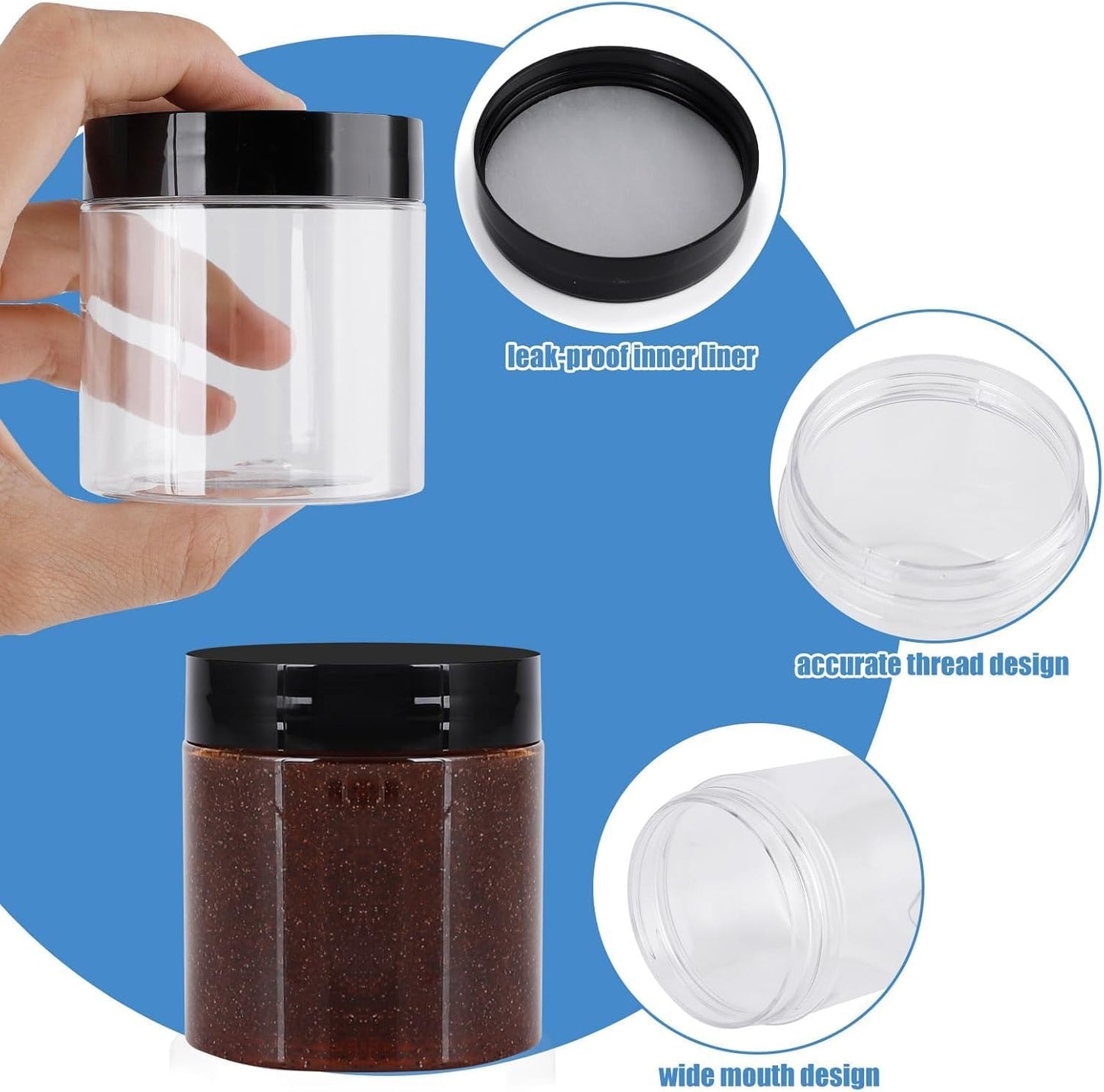 90 Pack 4 Oz Plastic Containers with Lids, OBKJJ Clear Travel Size Leak Proof Makeup Travel Containers BPA Free Cosmetic Slime Jars for Lotion, Cream, Body Butter, Makeup, Ointments (90)-Velvo Beauty