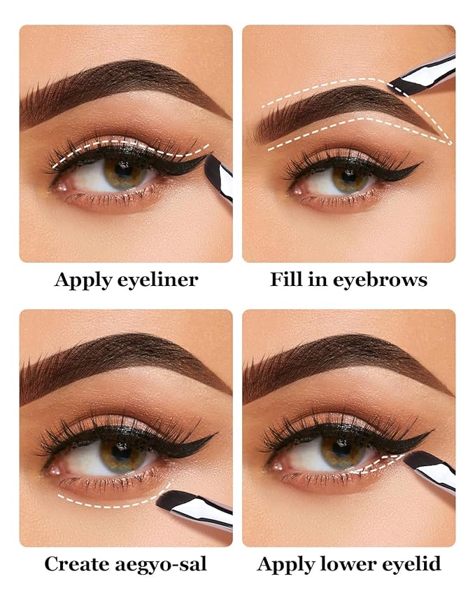 EIGSHOW Eyeliner Brush Gel Eyeliner Makeup Brush for Precise Eye Liner Eyebrow Eyelid Ultra Thin with Curved Bristle (E865 2Pieces)-Velvo Beauty