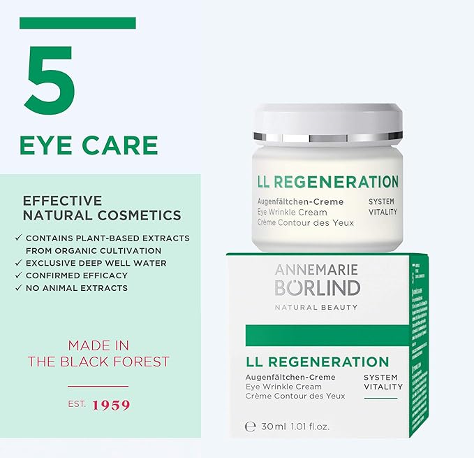 ANNEMARIE BÖRLIND – LL REGENERATION Eye Wrinkle Cream – Natural Vitamin C + E Anti Aging Eye Cream with LL BIOCOMPLEX for Smoothed, Brighter, and Plump Skin With New Elasticity – 1.1 Oz-Velvo Beauty