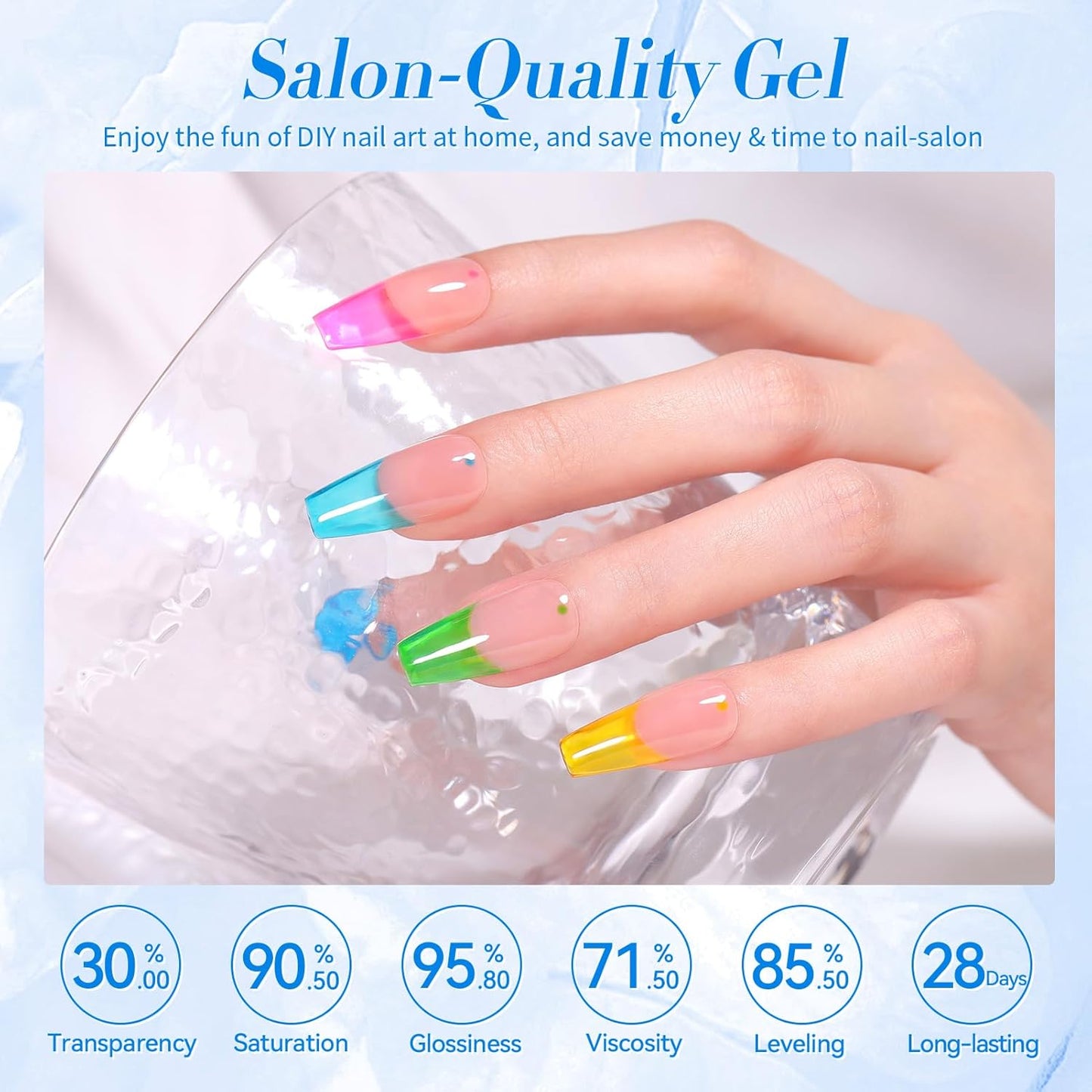 Born Pretty Jelly Gel Nail Polish Halloween Neon Gel Polish,Hot Pink Purple Blue Green Yellow 6Colors Translucent Effect,Soak Off U v LED Light Cure Nail Art Kit for Salon Manicure and DIY at Home-Velvo Beauty
