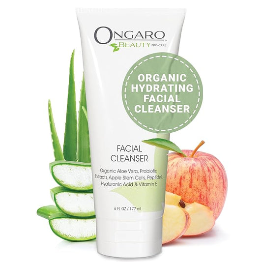 Ongaro Beauty Hydrating Face Cleanser, Gentle Facial Cleanser with Organic Aloe Vera for Normal, Oily, Sensitive and Dry Skin, Facial Wash with Hyaluronic Acid and Vitamin E, 6 fl oz-Velvo Beauty