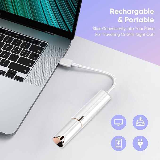 Facial Hair Remover for Women- as Seen on TV Painless Face Shaver -Mini Hair Remover, Electric Razor Shaver Portable Bikini Epilator for Lips, Chin, Armpit, Peach Fuzz, Fingers, Neck, Cheek (White-Velvo Beauty