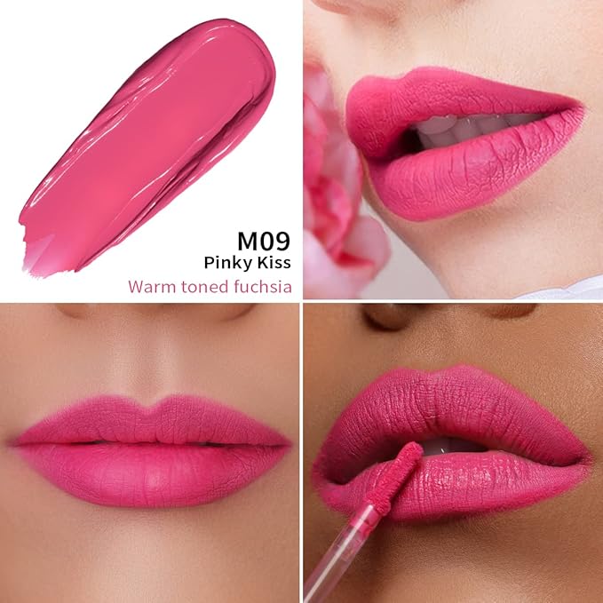 Oulac Matte Liquid Pink Lipstick for Women, Long Lasting Lipstick Waterproof Lip Stain, No Transfer, Creamy High Pigmented Formula with Rose Oil, Vegan & Cruelty-Free, Pink M09-Velvo Beauty