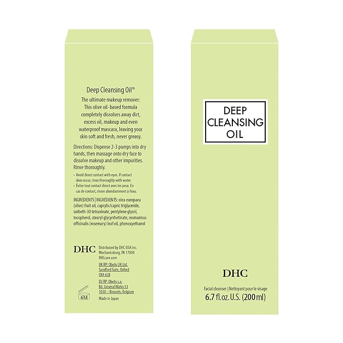 DHC Deep Cleansing Oil, Facial Cleansing Oil, Makeup Remover, Cleanses without Clogging Pores, Residue-Free, Fragrance and Colorant Free, All Skin Types, 6.7 fl. oz.-Velvo Beauty