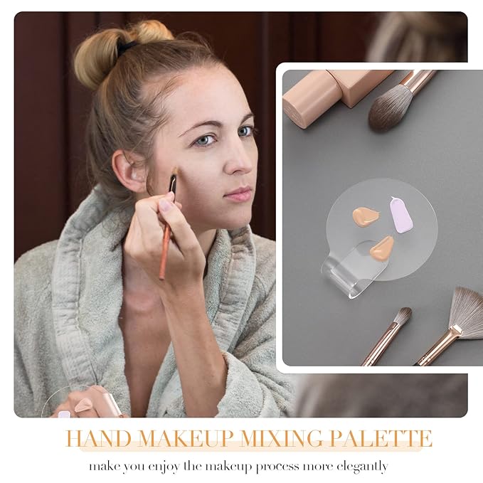 Makeup Mixing Palette 2 Pieces Handheld Makeup Mixing Tray Acrylic Foundation Mixing Tray Clear Foundation Palette Eyeshadow Makeup Hand Palette Cosmetic Foundation Dish for Makeup Blending-Velvo Beauty