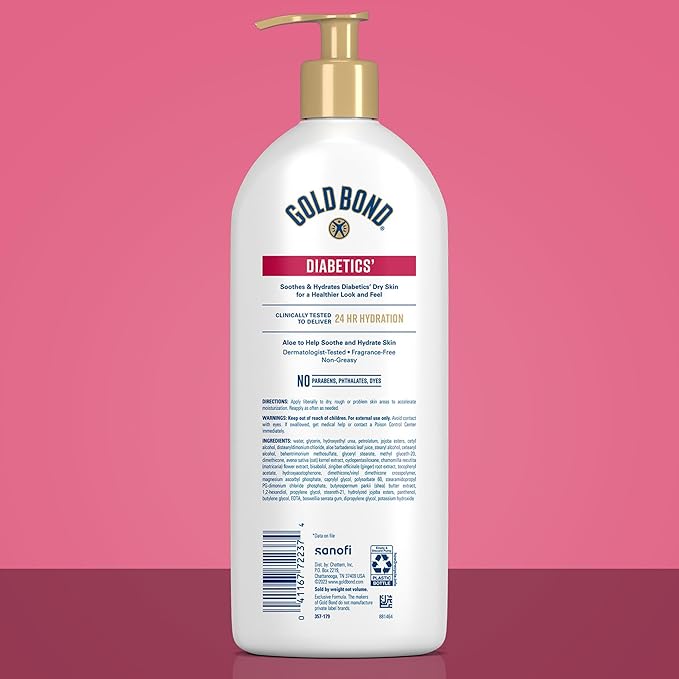 Gold Bond Diabetics' Dry Skin Relief Body Lotion With Vitamin E & Aloe To Soothe & Moisturize Dry, Flaky & Rough Skin, Value Size, 21 oz.-Velvo Beauty