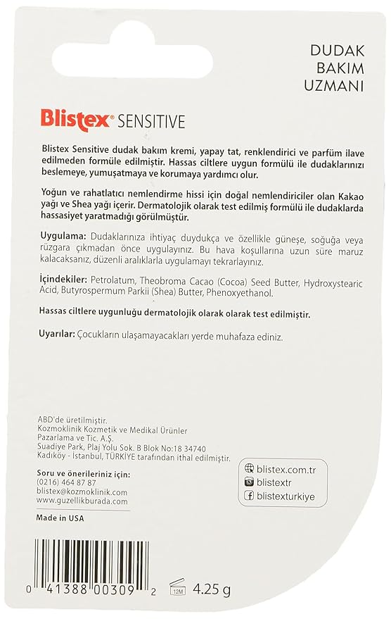 Blistex Simple & Sensitive Lip Balm, 0.15 Ounce Tube – Hypo-Allergenic Unflavored Lip Balm, Gentle Lip Moisturizer For Dry Lips, Contains Shea & Cocoa Butter-Velvo Beauty