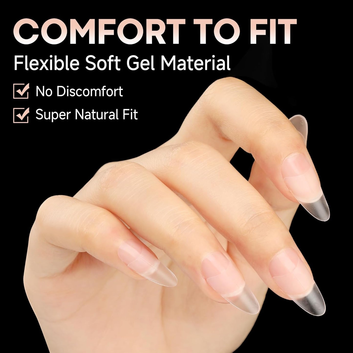 UNA GELLA Medium Almond Gel Nail Tips: Full Matte Almond Shape Nail Tips Half Cover 216pcs Medium Almonds Press On Nails DIY Salon for Fake Acrylic False Nails 12 Sizes, Saving Design Gelly Tips-Velvo Beauty