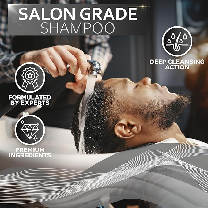 Shampoo for Men - Tea Tree Oil and Peppermint - Sulfate Free, Paraben Free - Clarifying, Refreshing, Volumizing & Moisturizing Hair Thickening Formula - Ideal for Oily Hair, Dry Scalps and Build Up-Velvo Beauty