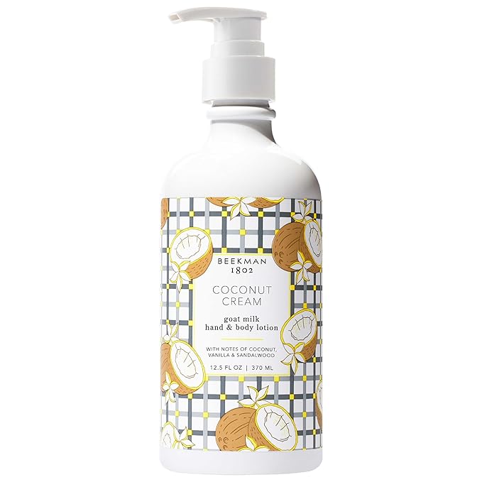 Beekman 1802 Coconut Cream Goat Milk Body Lotion - Scented - 12.5 oz - Hydrating & Moisturizing with Shea Butter - for Sensitive Skin - Cruelty Free - Packaging May Vary - Pump Included, Ready for Use-Velvo Beauty