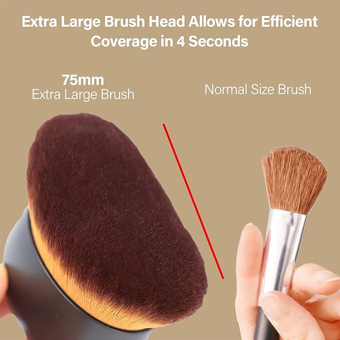 Extra Large Body Makeup Brush For Self Tanner, Leg Makeup &Bronzer Blend,75 mm Wide-headed Kabuki Brush Provides More Even& Pretty Application, Sunscreen Face& Back Makeup Brush, Wet& Dry Use- Black-Velvo Beauty