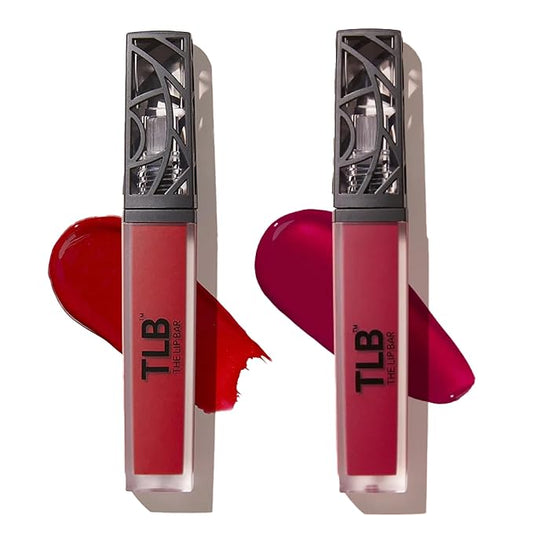 The Lip Bar - Nonstop Liquid Matte Lipstick Mini 2-Pack, Bawse Lady (Blue Red) + Rich Auntie (Deep Berry) - High Pigment - One Swipe - Long Lasting - Jojoba Oil & Vitamin E - Vegan - .24 fl oz each-Velvo Beauty