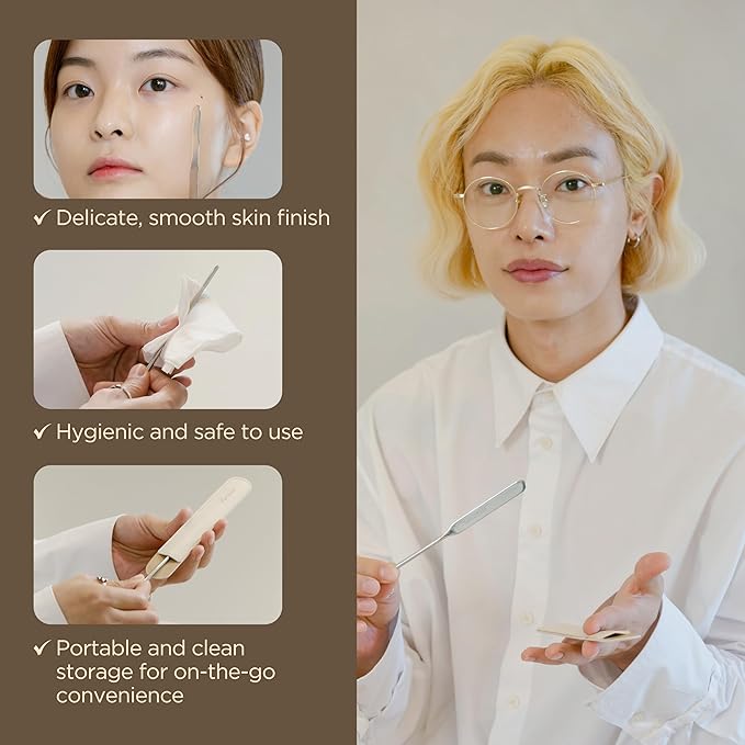 Korean Piccasso Brush Makeup Spatula + Sponge 2P Set – Professional Makeup Tools with Precision Spatula and 2 Soft Sponges, Ideal for Blending Foundation, Cream, or Liquid Makeup-Velvo Beauty