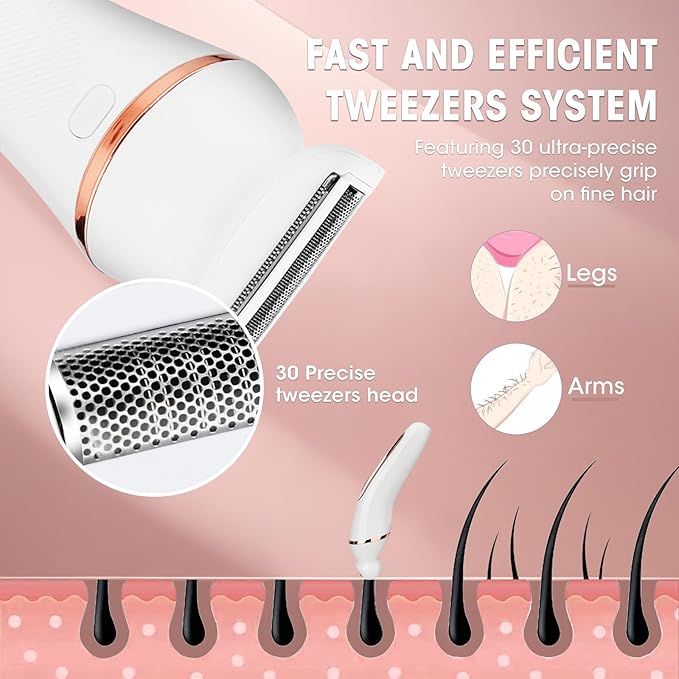 Electric Shavers for Women, 4 in 1 Hair Removal Kit with Epilator Bikini Trimmer Face Razor Body Brush Face Massager Foot Callus Remover, IPX7 Waterproof Lady Razors Set for Legs Armpit Bikini Pubic-Velvo Beauty