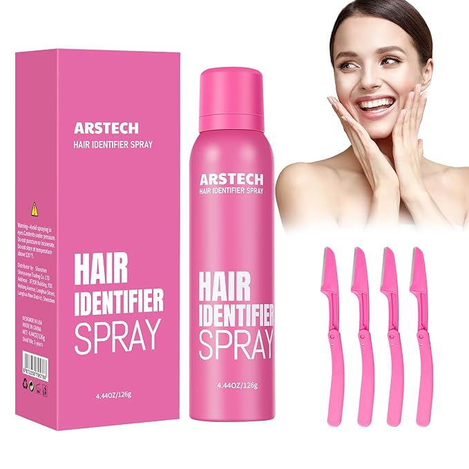Hair Identifier Spray for Face Shaving Dermaplaning Tool Skin Body Dermaplaning Spray for Women with 4 Face Razor for Face Shaver Hair Removal Kit Excess Hair Dermaplane Razor for Women Face-Velvo Beauty