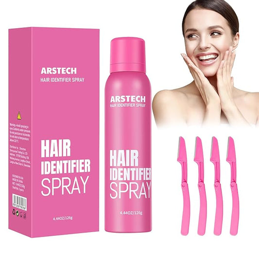 Hair Identifier Spray for Face Shaving Dermaplaning Tool Skin Body Dermaplaning Spray for Women with 4 Face Razor for Face Shaver Hair Removal Kit Excess Hair Dermaplane Razor for Women Face-Velvo Beauty