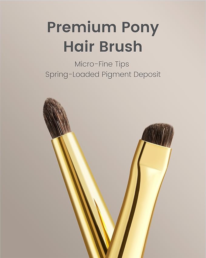 Desert Oak Series Aegyo-Sal Brush Duo - Under-Eye Highlight & Contour Set with Pony Hair, Bubinga Handle (CM175 + CM176)-Velvo Beauty