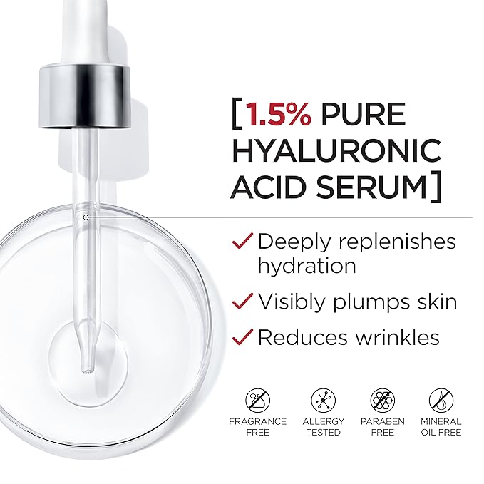 L'Oreal Paris Revitalift 1.5% Pure Hyaluronic Acid Face Serum 1.0 oz + True Match Lumi Glotion Natural Glow Enhancer Lotion, Medium 1.35 fl. oz, 1 kit-Velvo Beauty