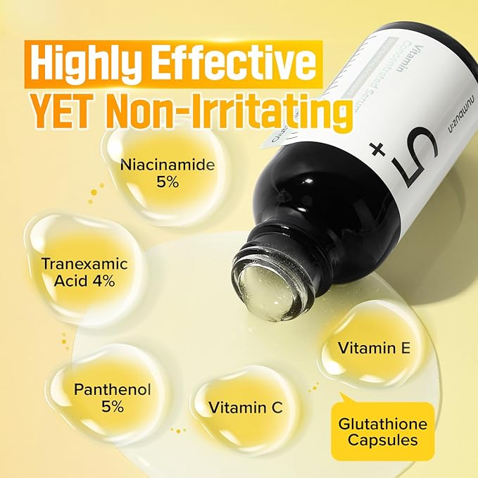 numbuzin No.5 Serum DUO | Tranexamic Acid 4%, Niacinamide 5%, Glutathione, Vitamin C | Vitamin Concentrated Serum | Hyperpigmentation| Suitable for Sensitive Skin | 2.02 fl. oz.-Velvo Beauty