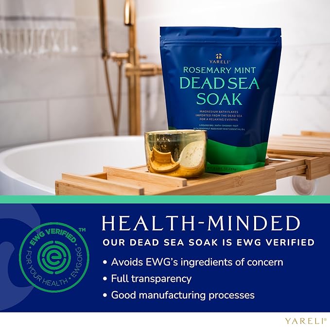 Magnesium Flakes, 5lb Rosemary Peppermint, Dead Sea Bath and Foot Soak, Alternative to Epsom Salt with Over 250,000mg of Magnesium Chloride Per Bag-Velvo Beauty