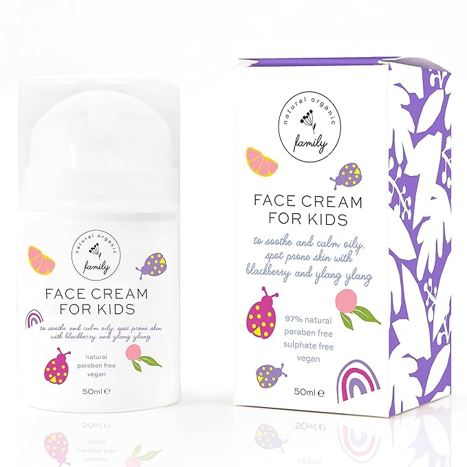 Gentle Face Cream Moisturizer for Kids and Preteens – Nourishing and Calming for All Skin Types – Natural Ingredients: Hyaluronic Acid and Vitamin E - Made in UK 50ml-Velvo Beauty