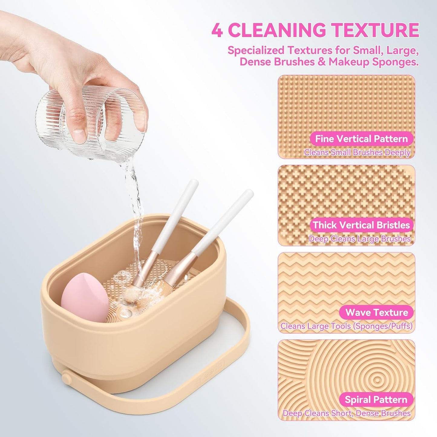 Makeup Brush Cleaner Mat 3 in 1 Makeup Brush Holder Silicone Makeup Brush Drying Rack Make Up Brush Cleaning Bowl Make Up Brush Cleaner Pad Cosmetic Storage Box Cleaning Tool for Sponge Powder Puff-Velvo Beauty