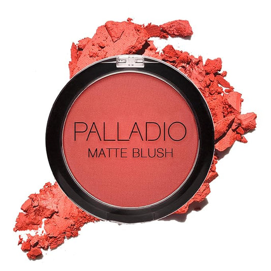 Palladio Matte Blush, Brushes onto Cheeks Smoothly, Soft Matte Look and Even Finish, Flawless Velvety Coverage, Effortless Blending Makeup, Flatters the Face, Convenient Compact, Tipsy-Velvo Beauty