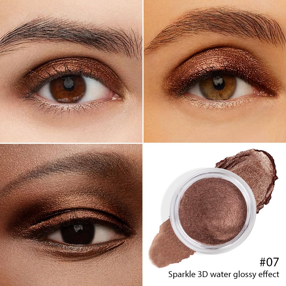 Cream Glitter Brown Shimmer Metallic Eyeshadow Palette Makeup, Natural Single Mini Instant Holographic Eyeshadow For Women, Sombras Crema Para Ojos, Talc, Paraben & Cruelty Free-Velvo Beauty