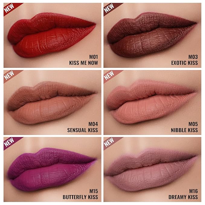 Oulac Pink Matte Lipstick Set for Women,Purple, Orange Lip Stain Long Lasting Waterproof, No Transfer, Creamy High Pigmented Formula with Rose Oil, Vegan & Cruelty-Free (M06+M07+M14)-Velvo Beauty