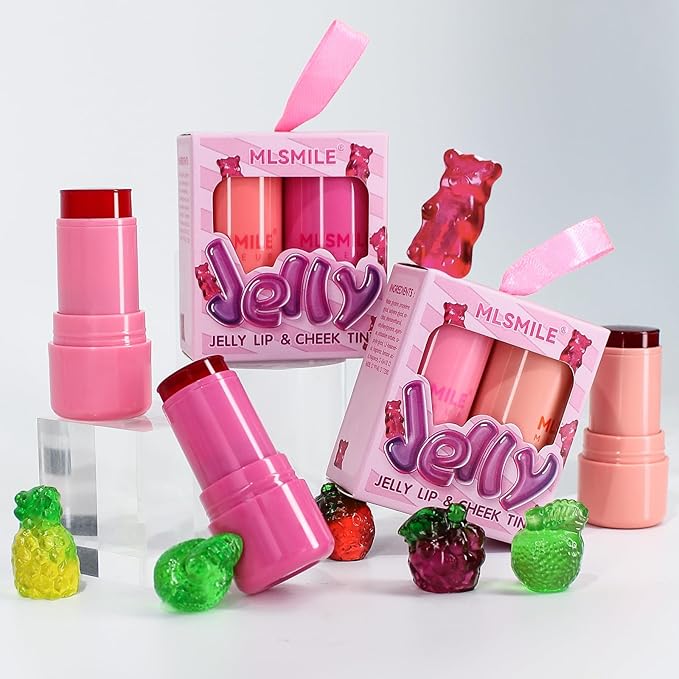 2 Pcs Milk Jelly Blush, Milk Cooling Water Jelly Tint, Vivid Color Water Jelly Tint Milk Blush, Sheer Eye Lip & Cheek Stick Stain, Long Wearing, Watercolor Finish Lip Gloss for Women, 03&04-Velvo Beauty