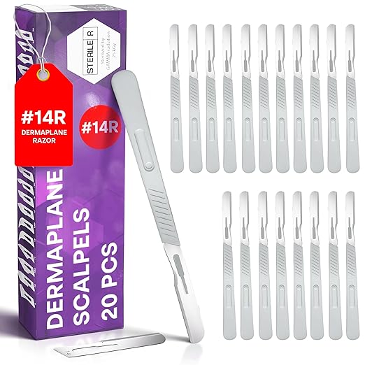 Disposable 14R Dermaplaning Razors - Pack of 20 Dermaplane Razor for Women Face, Dermaplaning Tool for Face, Dermaplane Scalpels-Velvo Beauty
