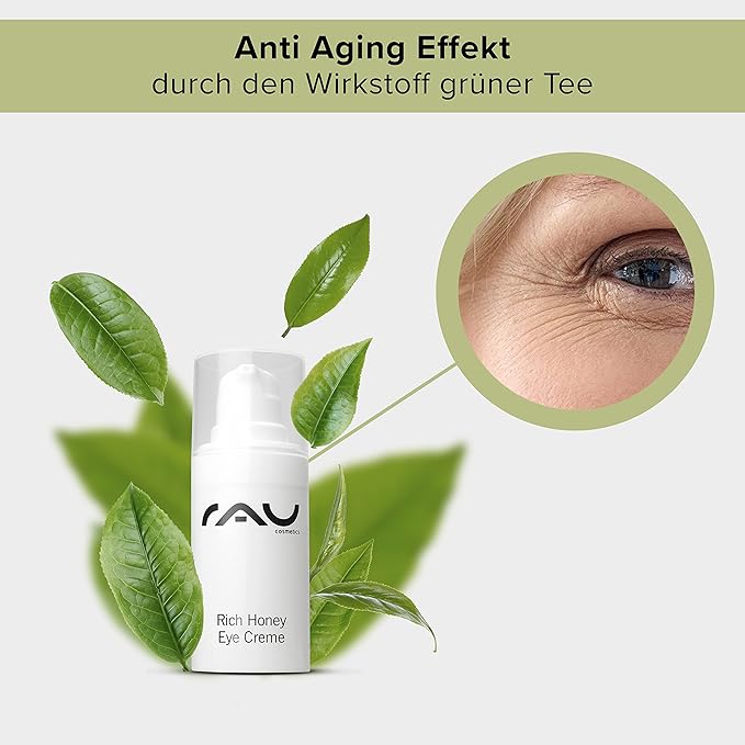RAU Rich Honey Eye Cream (0.51 oz) - Rich anti-aging eye care with shea & cocoa butter, avocado oil, green tea, rose water & vitamin E - dry, sensitive & mature skin.-Velvo Beauty