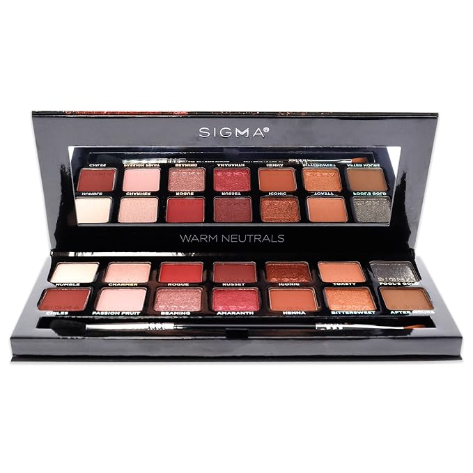 Sigma Beauty Warm Neutrals Eyeshadow Palette - 14 Warm Eyeshadow Shades in Matte, Shimmer and Metalic Finishes - Highly Pigmented Vegan Eye Makeup Palette - Clean Beauty Products-Velvo Beauty