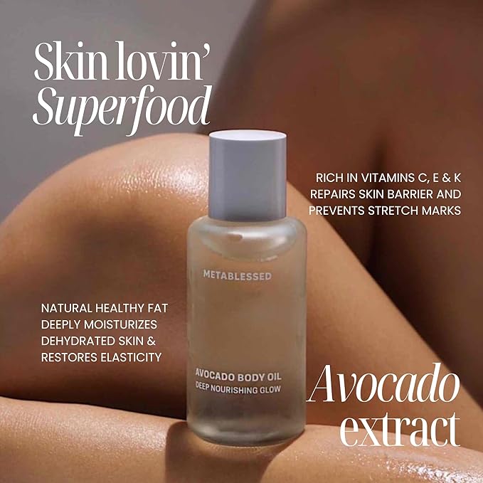 Avocado Dry Body Oil - Deep Nourishing Glow, Fast Absorbing & Non-Greasy Body Moisturizer. Luxurious Soothing Aromatherapy. Sensitive Skin Safe, Clean Beauty 3.38 fl. oz-Velvo Beauty